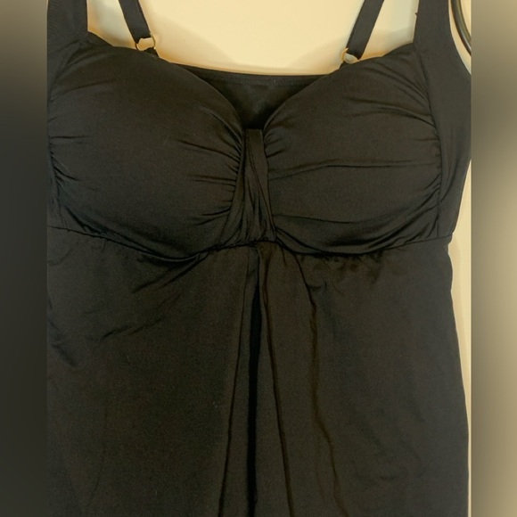 Maurices Women’s Black Tankini Top, Gold  Tone Adjustable Straps, Spandex, EUC - Picture 1 of 5